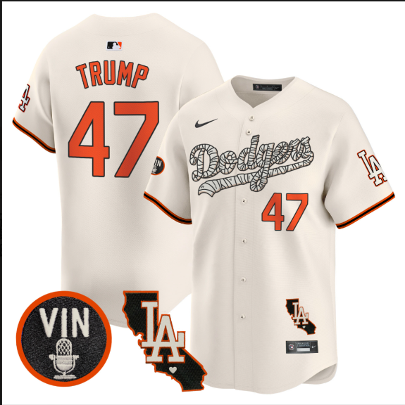 Men Los Angeles Dodgers 47 Trump 2025 cream Limited Stitched Jersey